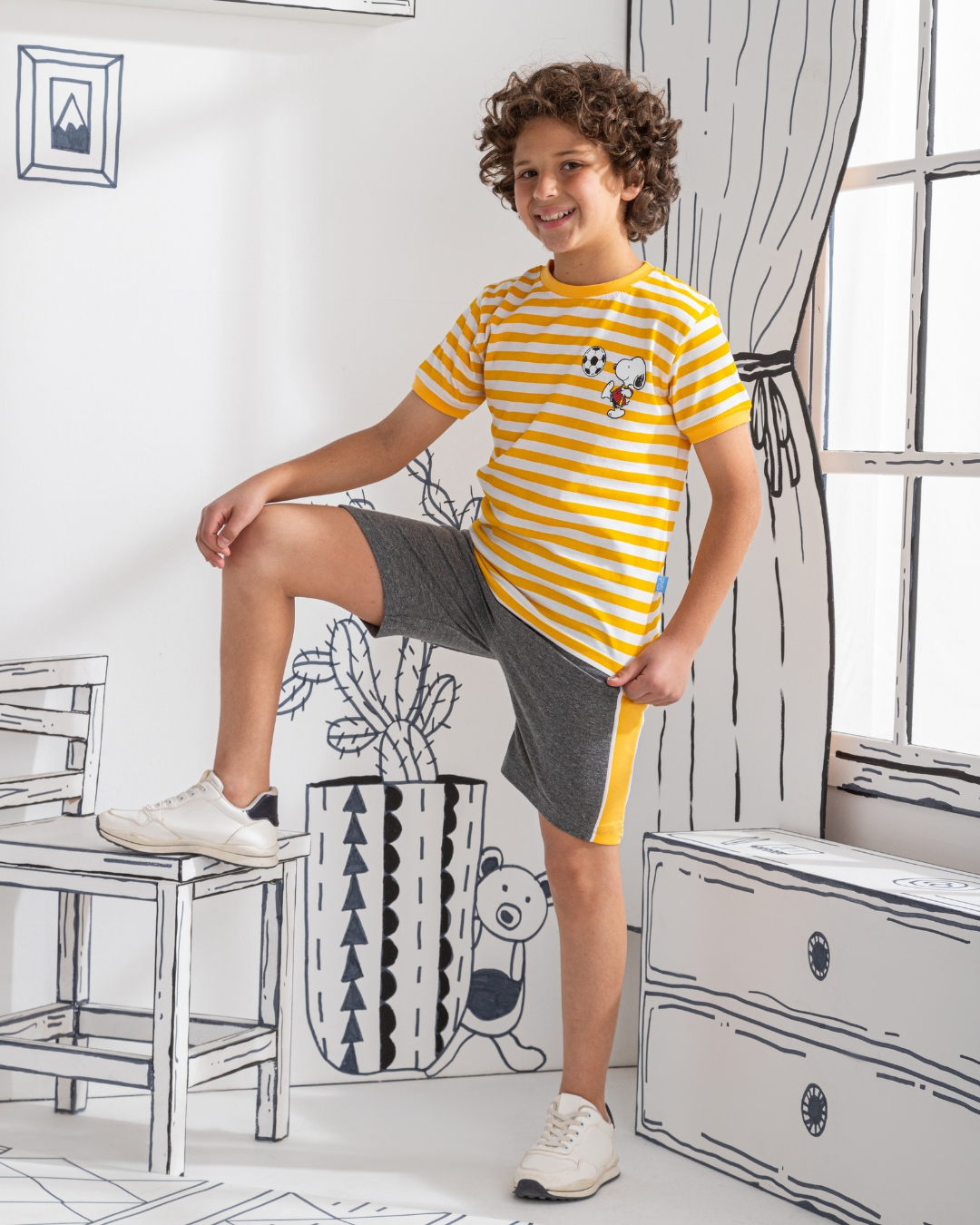 Snoopy Football Children's pajamas for boys, half sleeves and shorts