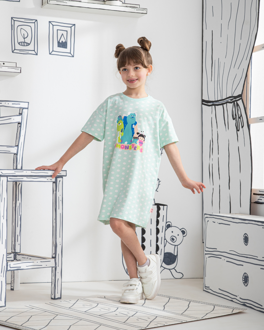 I love Monsters girls half sleeve nightgown