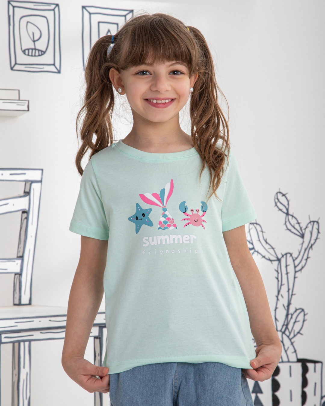 Mermaid half sleeve t-shirt for girls