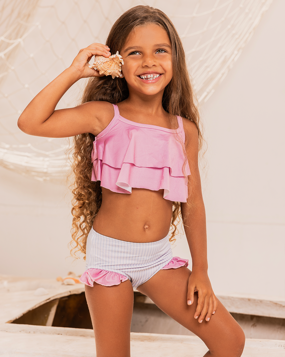 Blue Stripe girls two-piece swimsuit