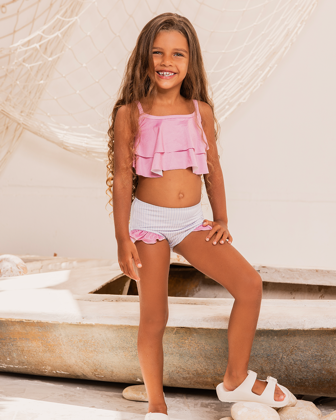 Blue Stripe girls two-piece swimsuit