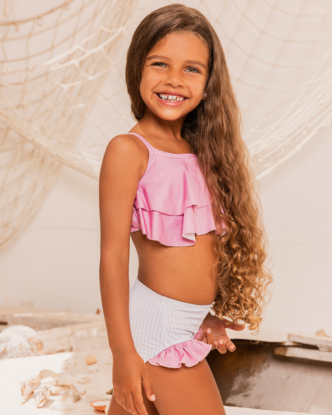 Blue Stripe girls two-piece swimsuit