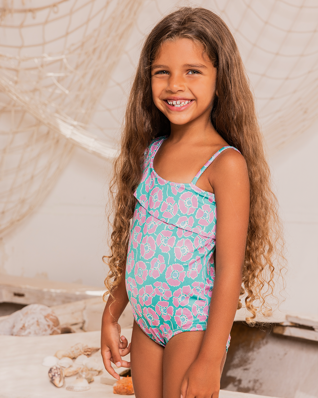 Summer Flowers girls swimsuit