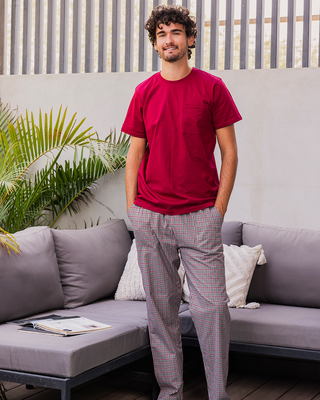 Plaid Pattern Mens Pajama Pants