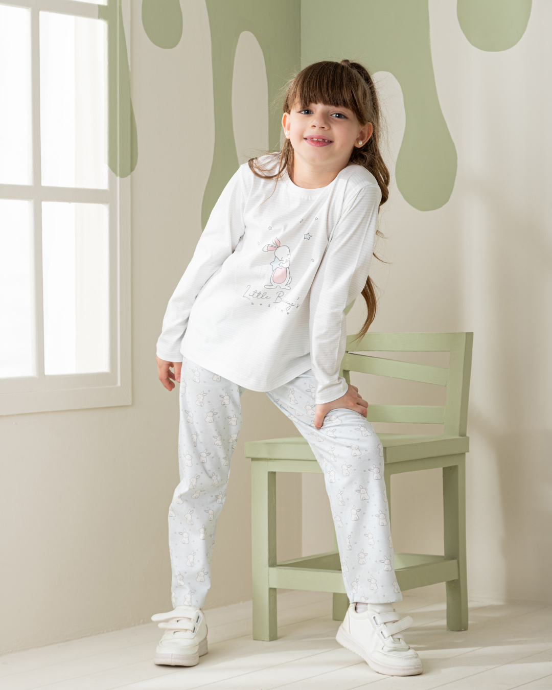 Bunnies girls long sleeve pajamas