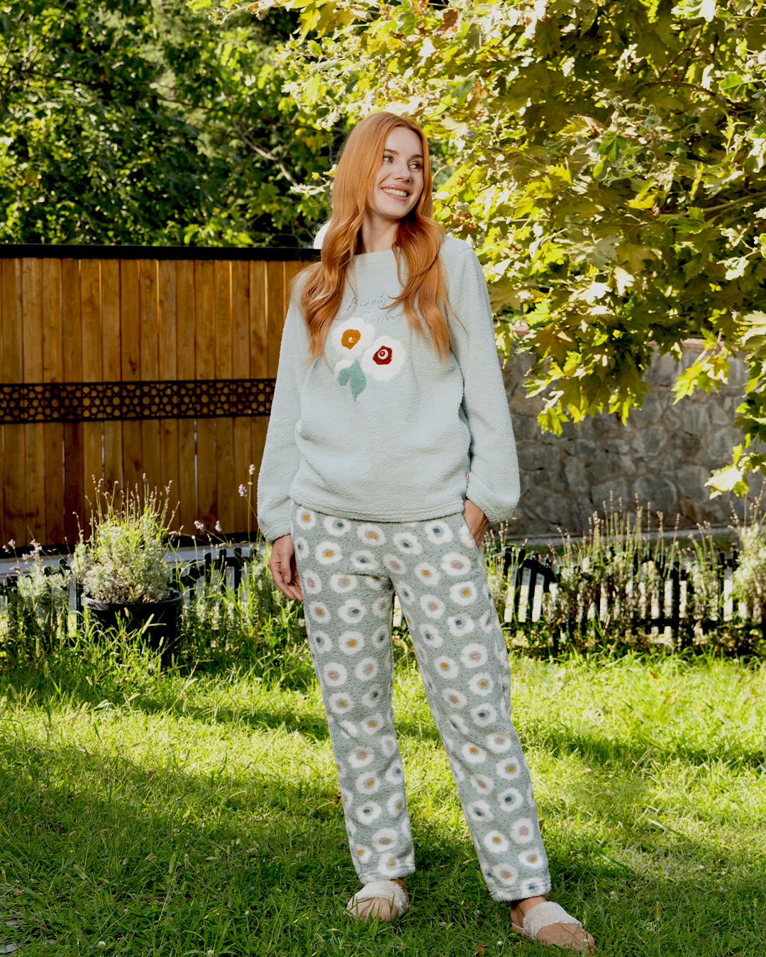 Beauty of love women's polar pajamas, plain and printed