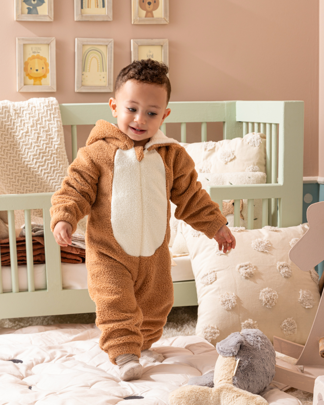 Deer Jumbsuit Baby jumpsuit with cabochon and fur zipper