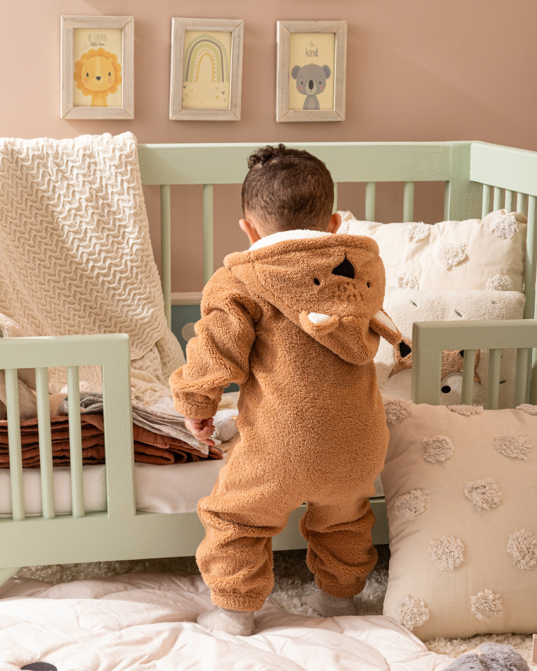 Deer Jumbsuit Baby jumpsuit with cabochon and fur zipper