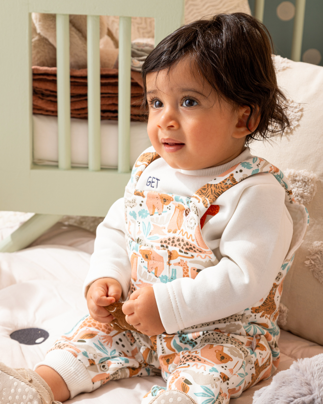 Get out and explore Baby boys' jumpsuit and T-shirt, two pieces, Melton cotton