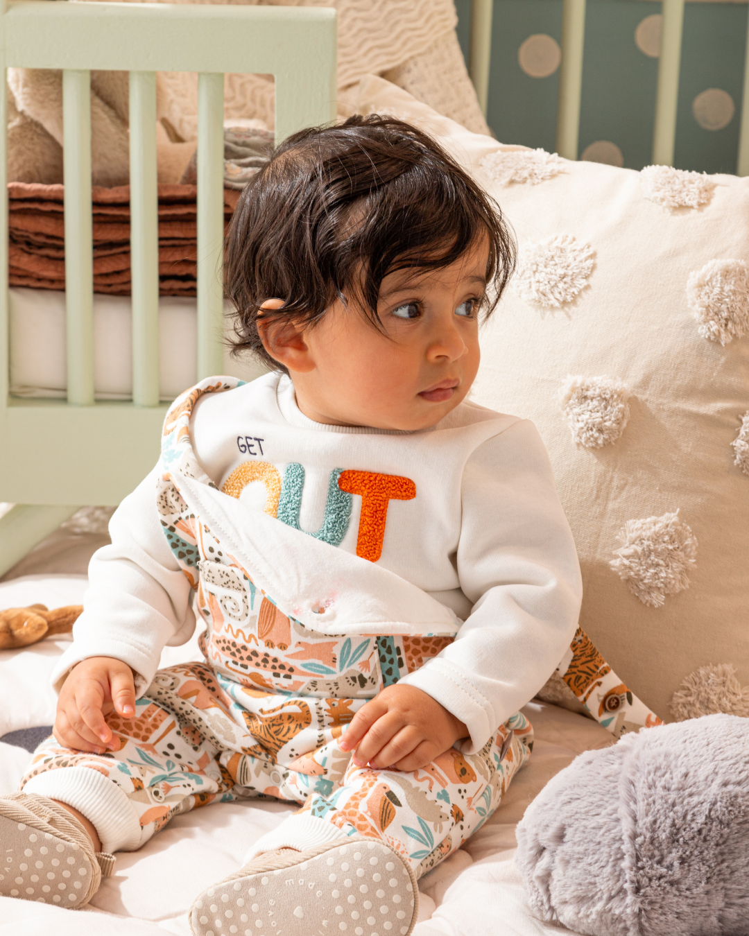 Get out and explore Baby boys' jumpsuit and T-shirt, two pieces, Melton cotton