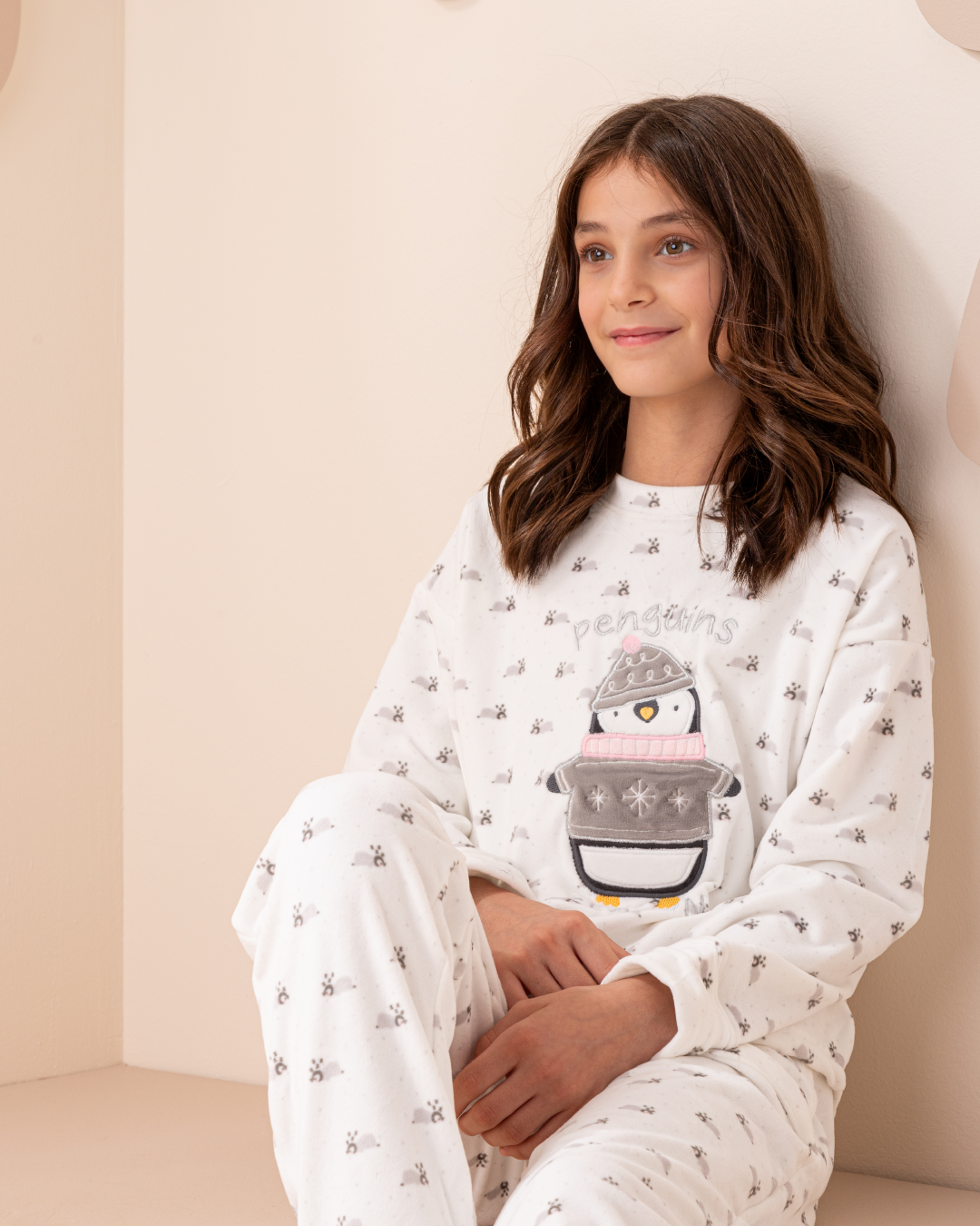 Penguins Season Girls' Long Sleeve Pajamas