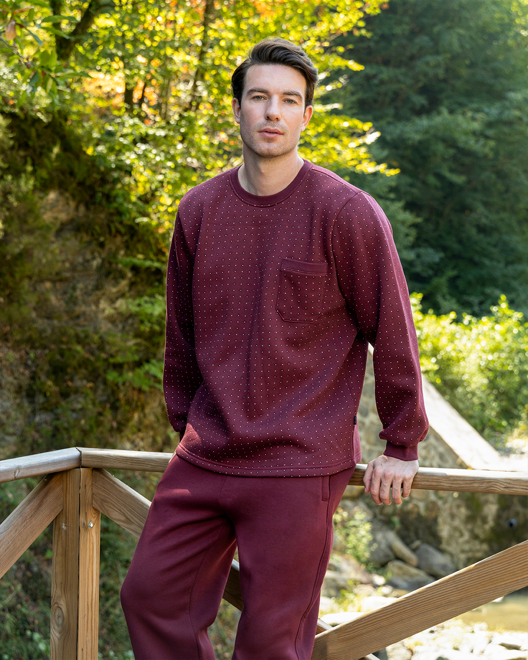 Geometrical men's long sleeve pajamas