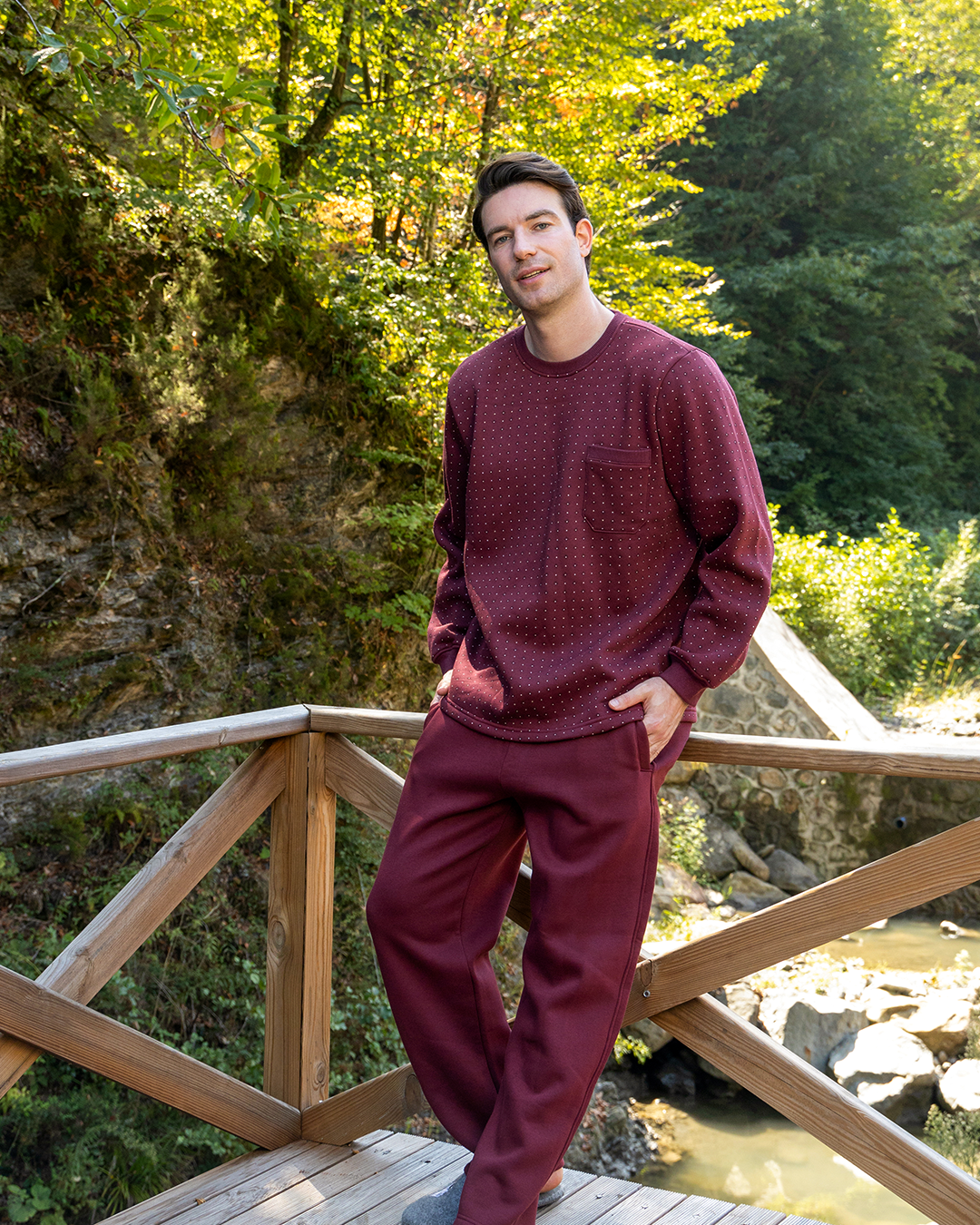 Geometrical men's long sleeve pajamas