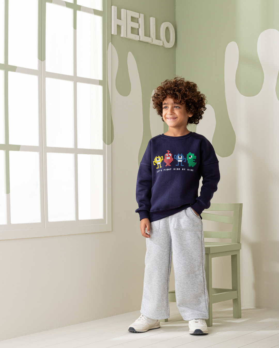 Let's Fight side by side Boys' long sleeve pajamas