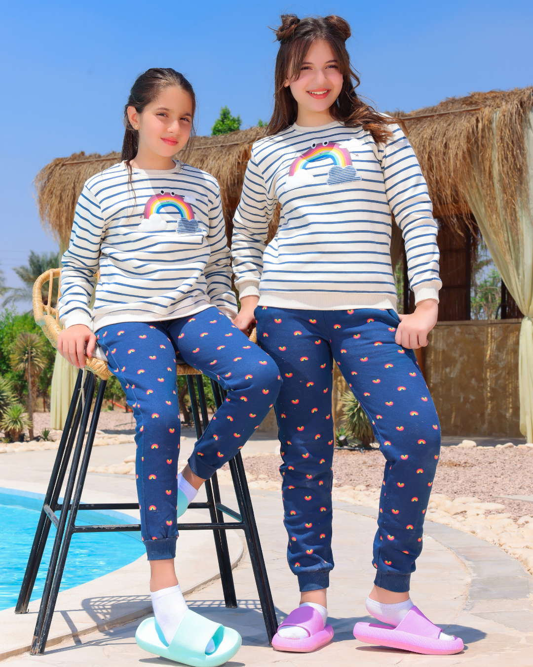 Rainbow 1 Girls Striped Pajamas