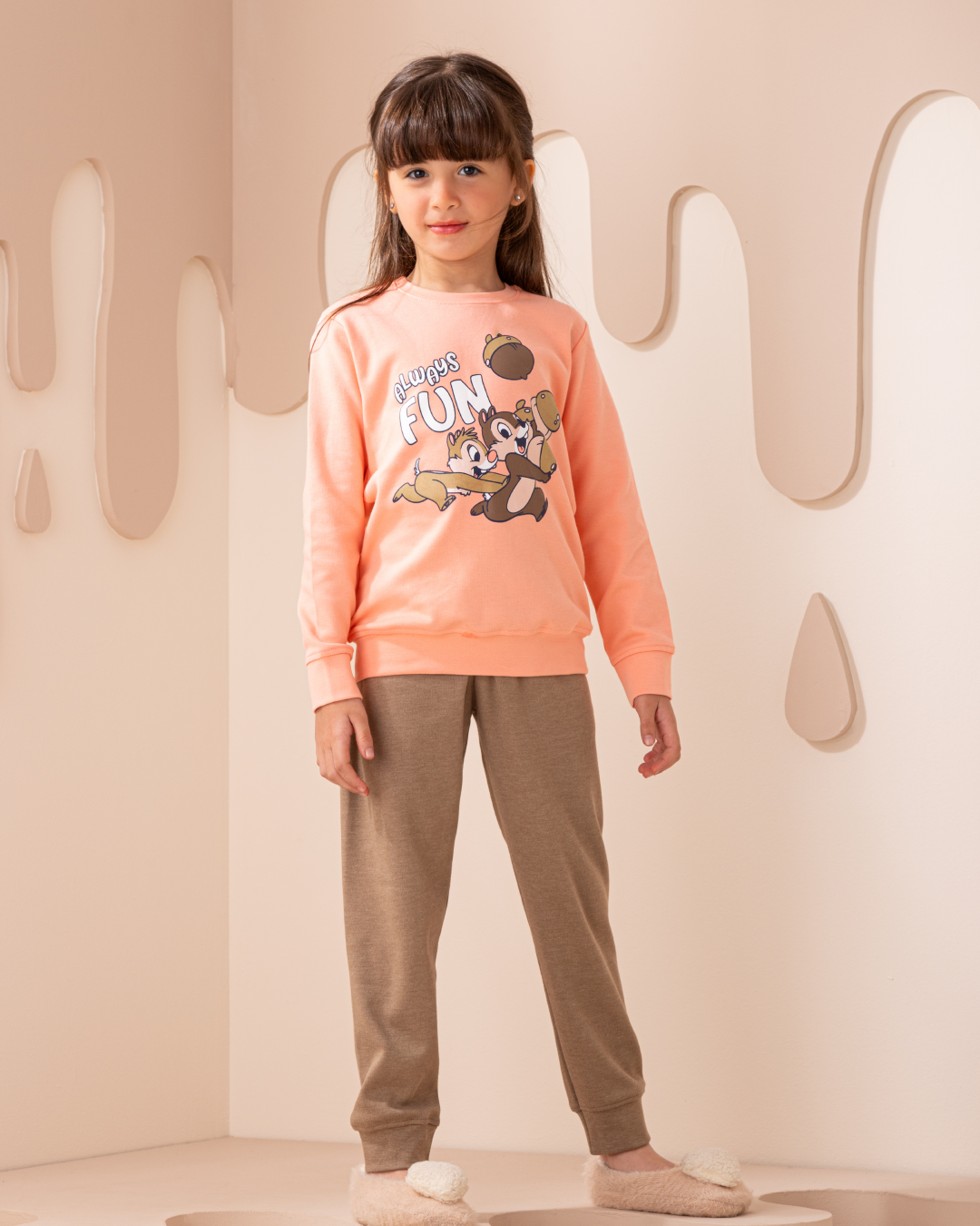 Girls' Squirrel Print Interlock Set