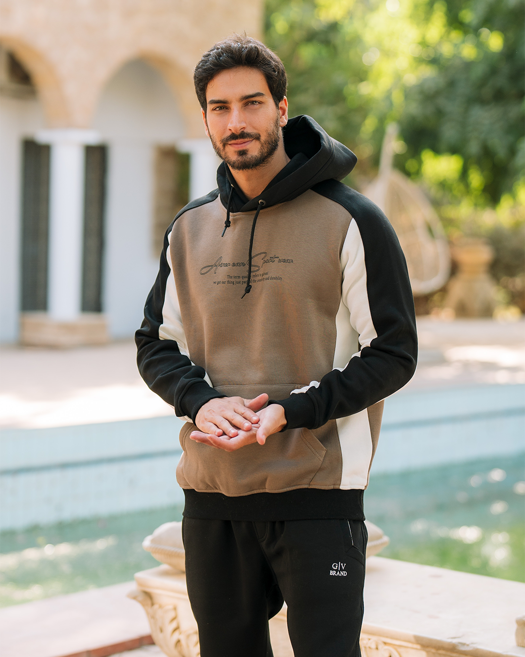 SPORT WEAR  بيجامه رجالي كابيشو وبجيوب طباعه علي الصدر