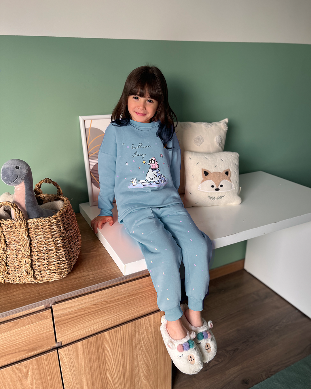 Penguin and Kitten bed time girls long sleeve pajamas