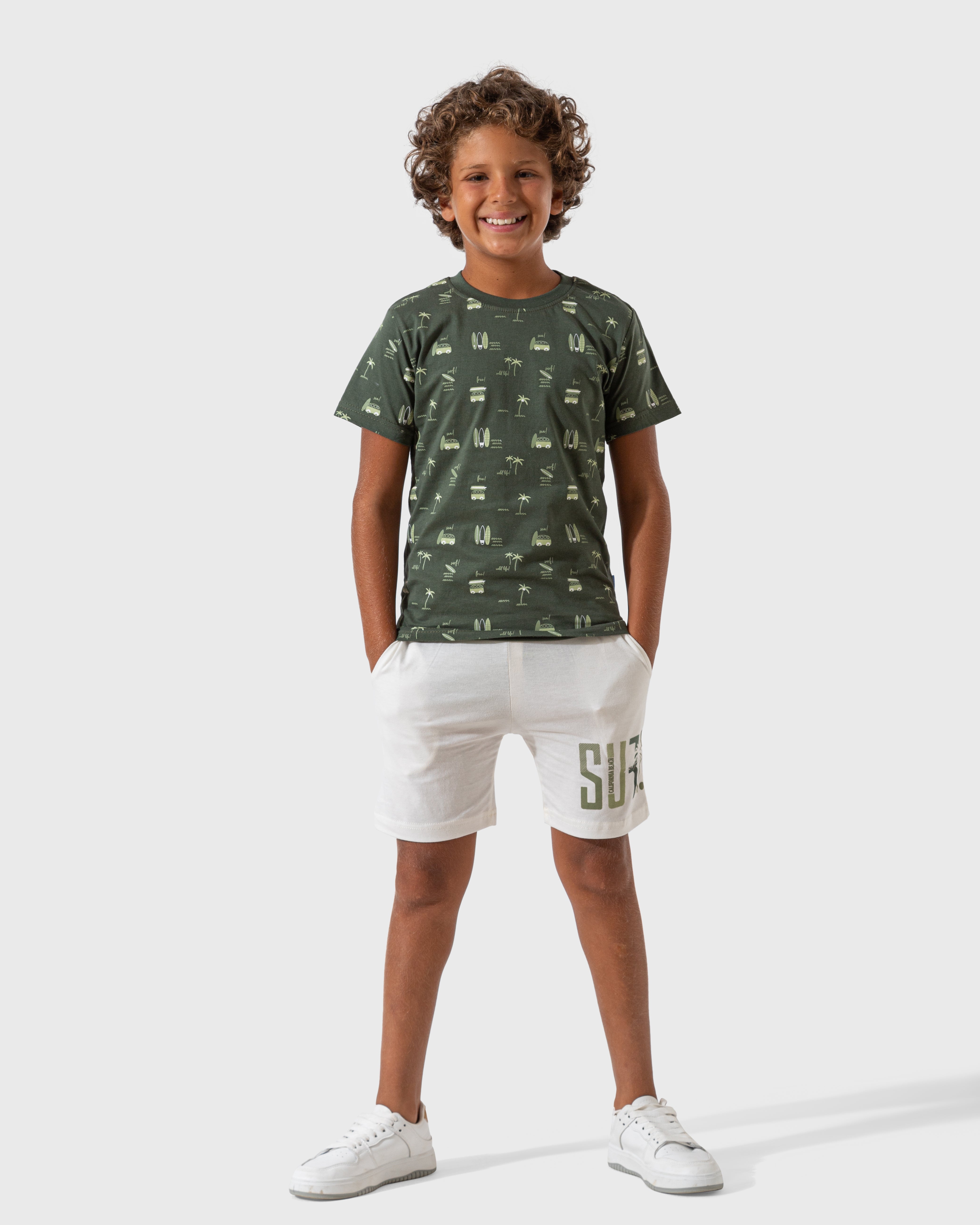 Surf club boys' half-sleeved pajamas and cotton shorts