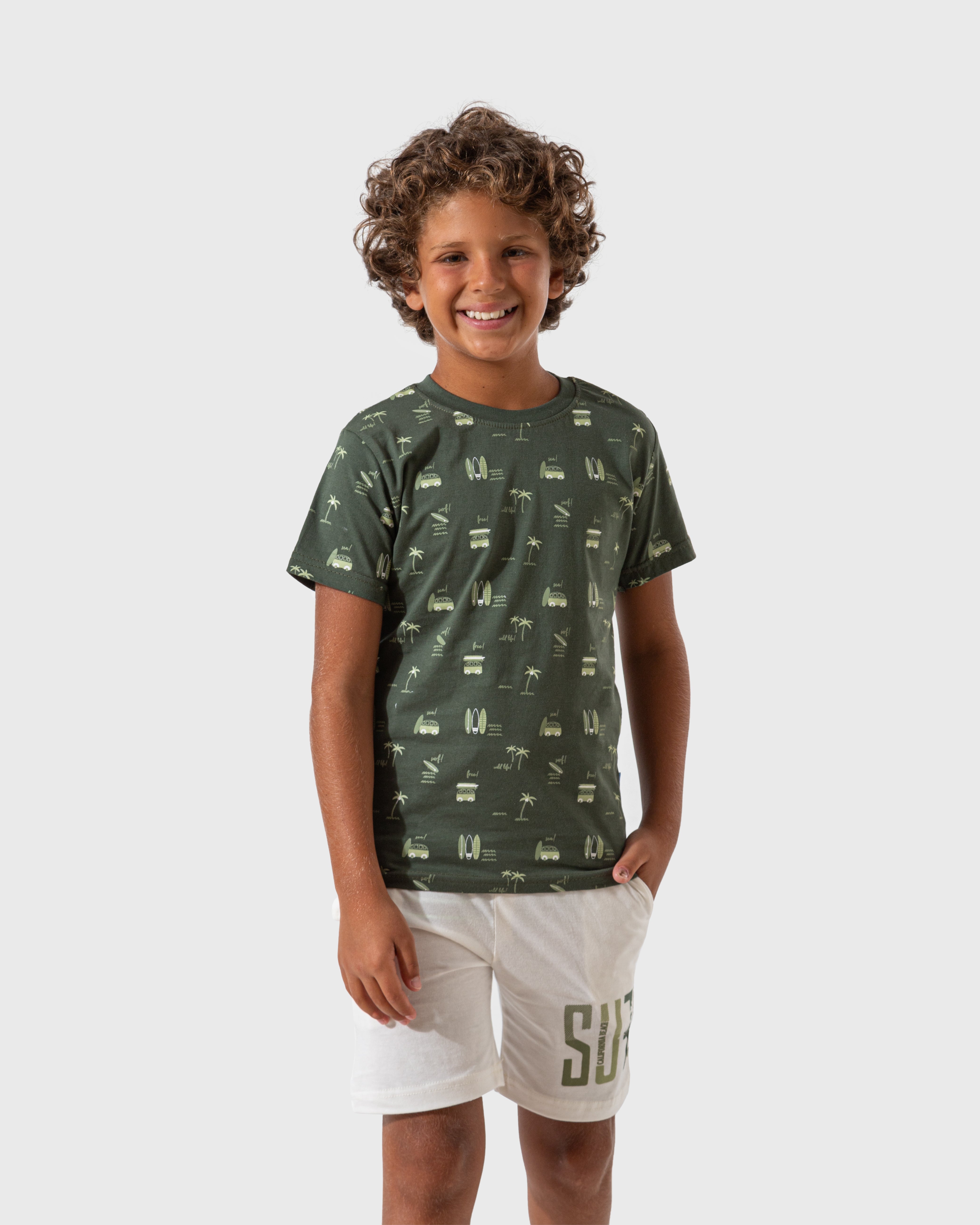 Surf club boys' half-sleeved pajamas and cotton shorts