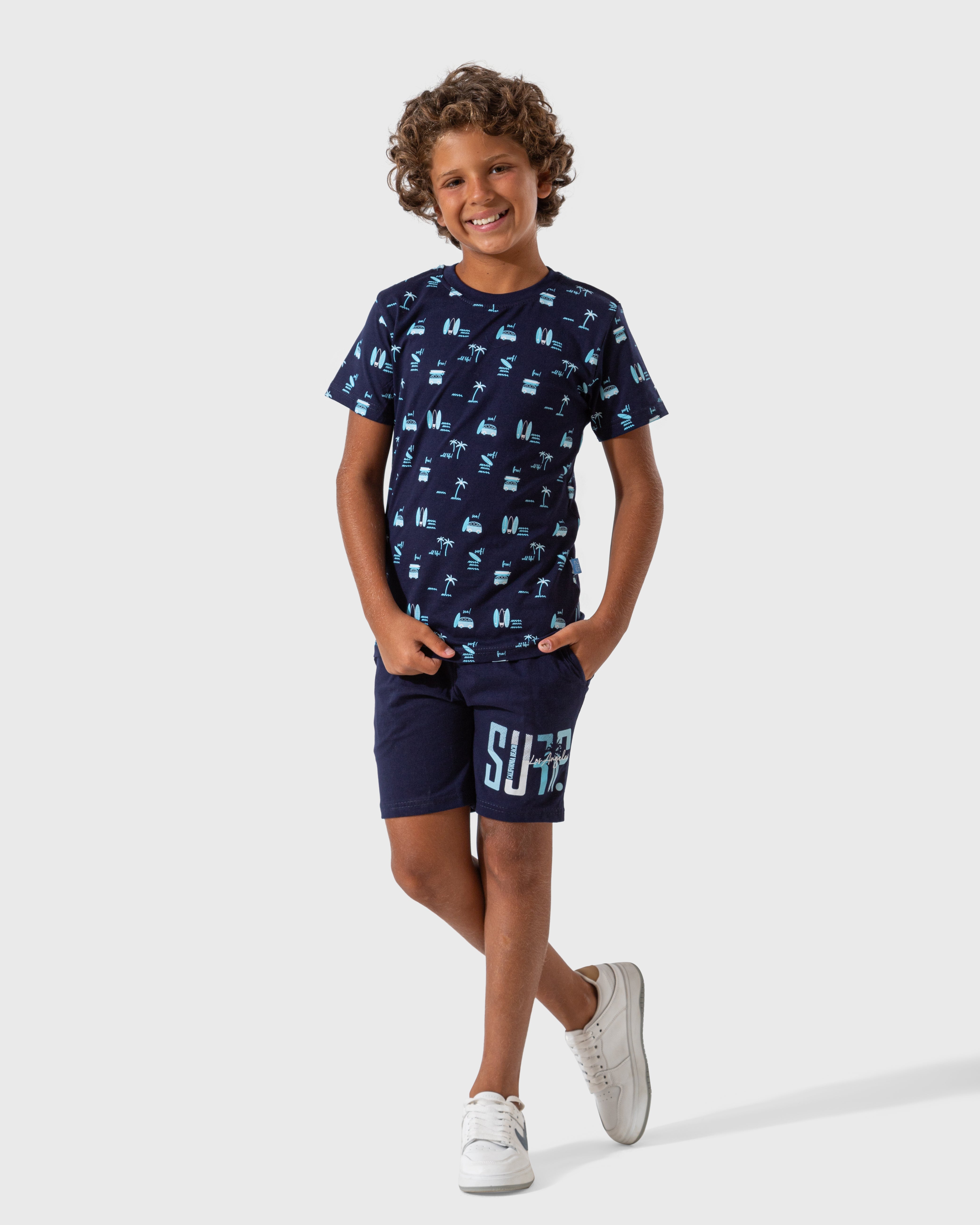 Surf club boys' half-sleeved pajamas and cotton shorts