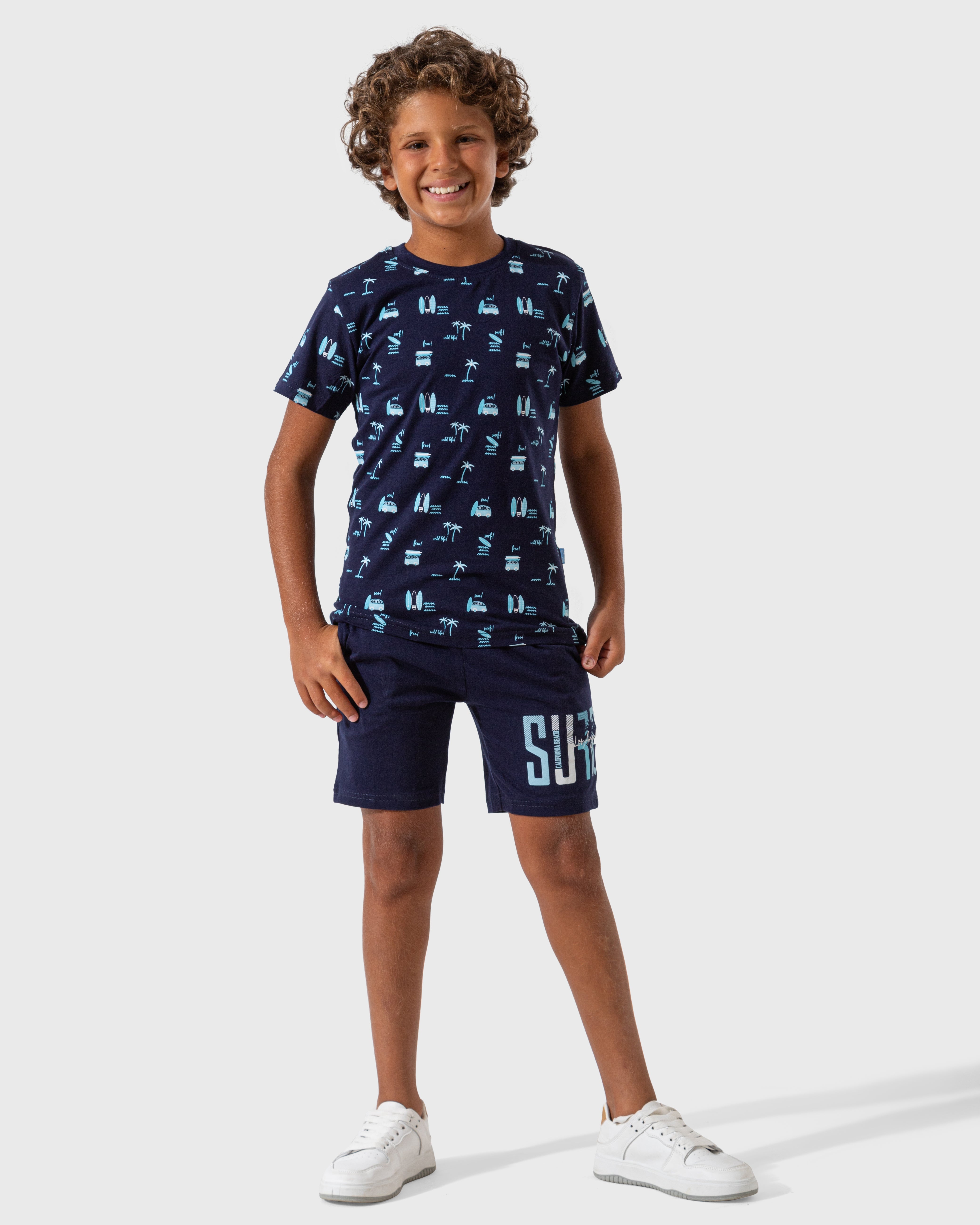 Surf club boys' half-sleeved pajamas and cotton shorts