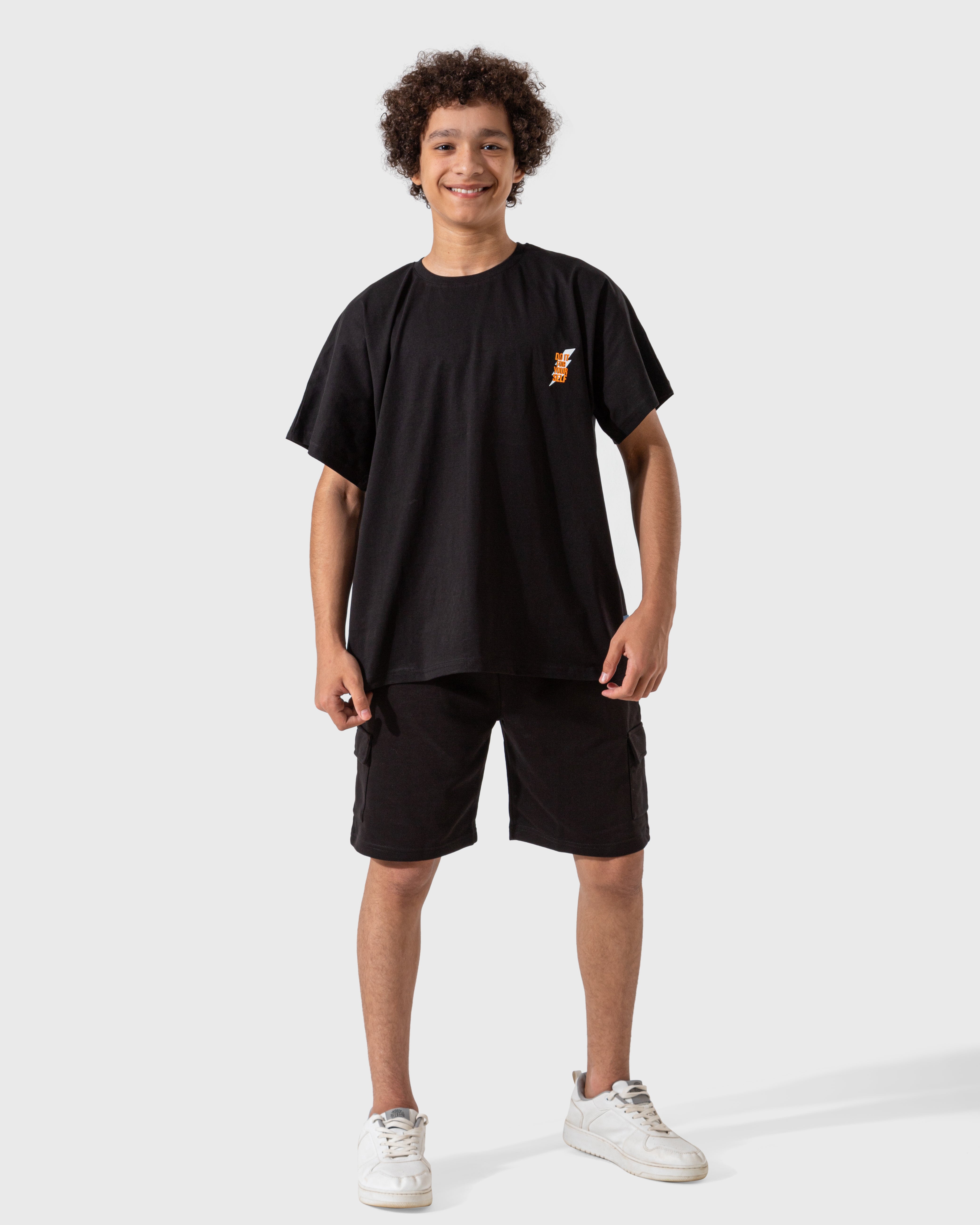 Streetwear Set بيجاما اولادي نص كم وشورت قطن