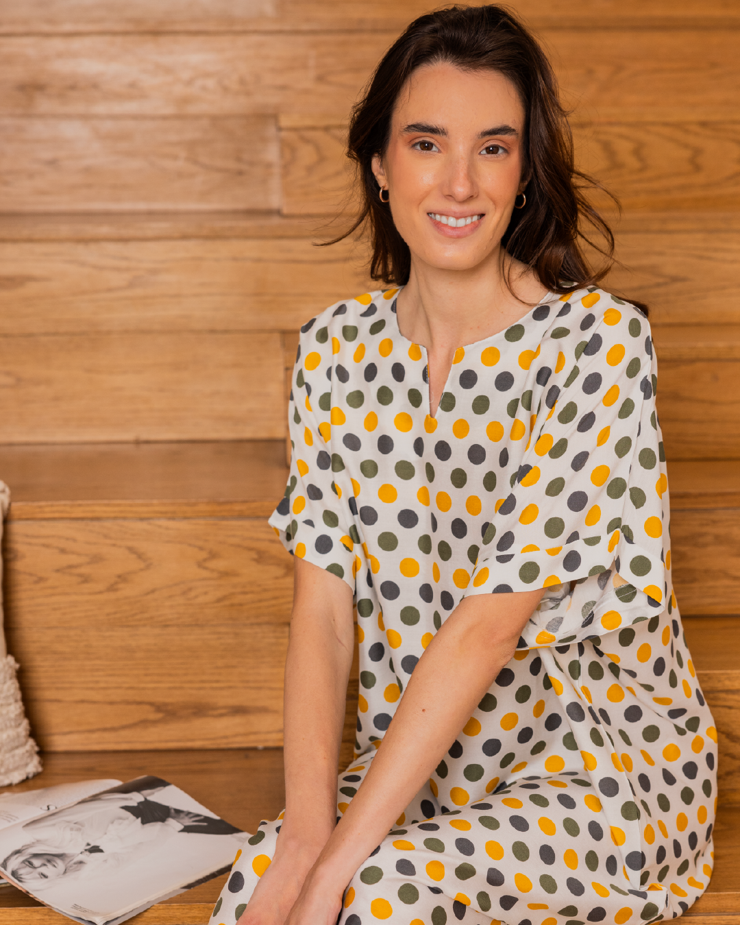 138 Dotted half-sleeve viscose shirt