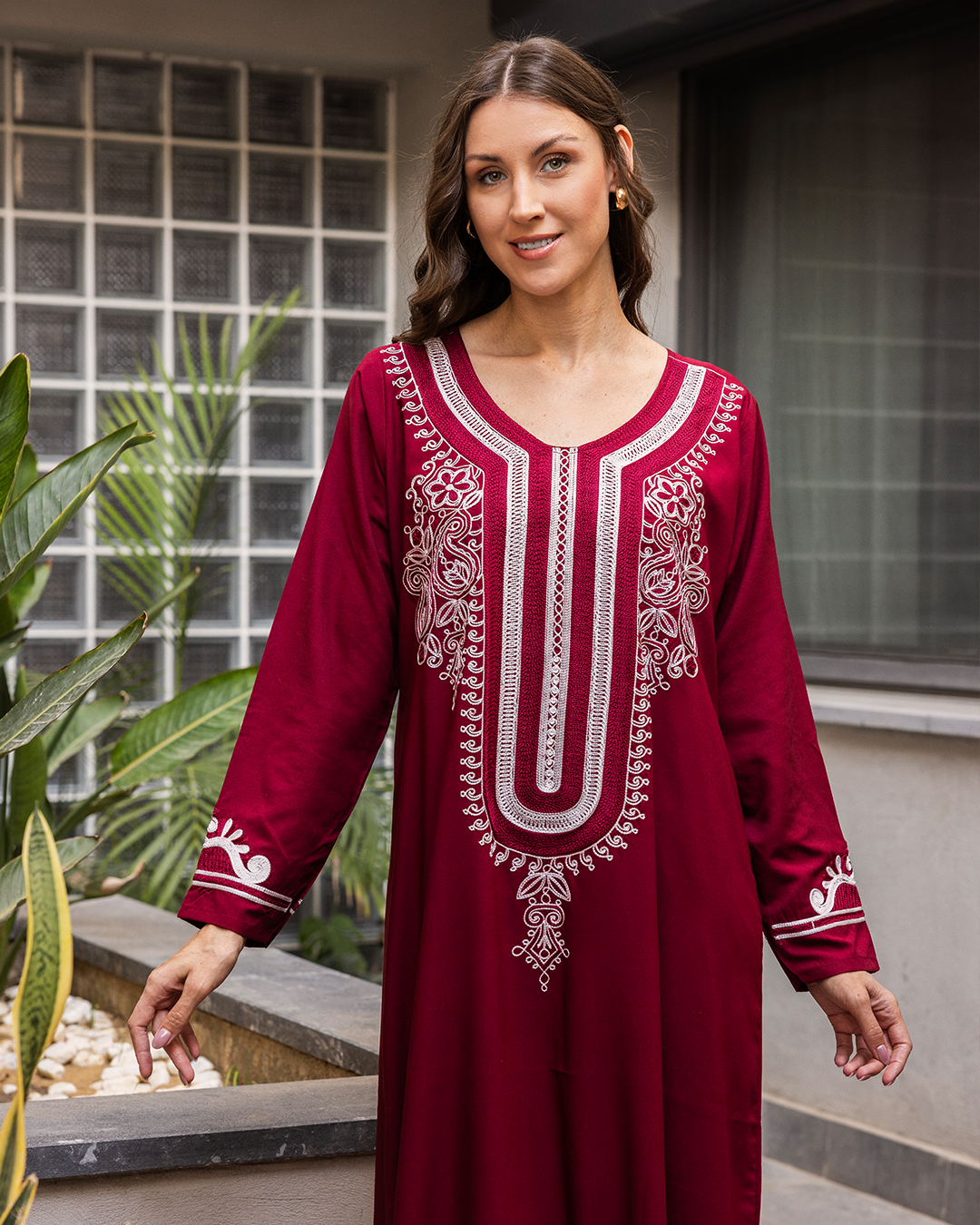 1 plain viscose dacron shirt with embroidered sleeves