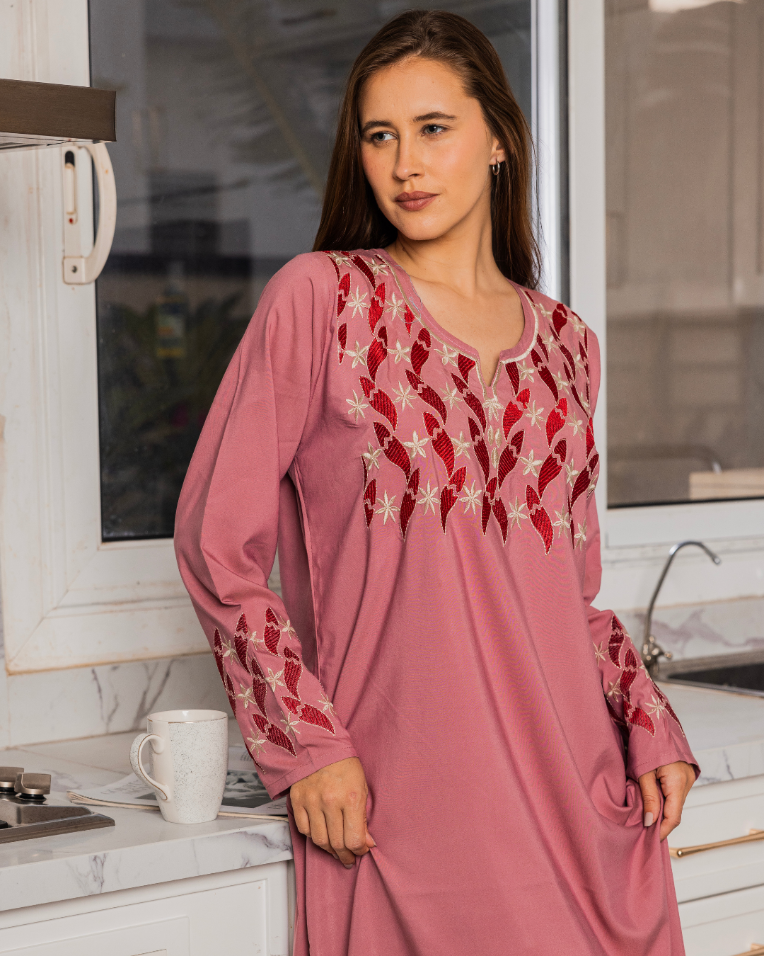 Plain Dacron Shirt with Embroidered Sleeves 7