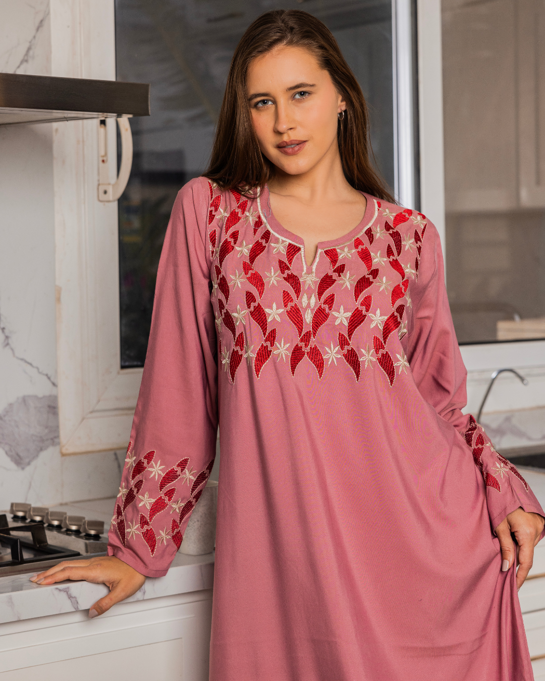 Plain Dacron Shirt with Embroidered Sleeves 7