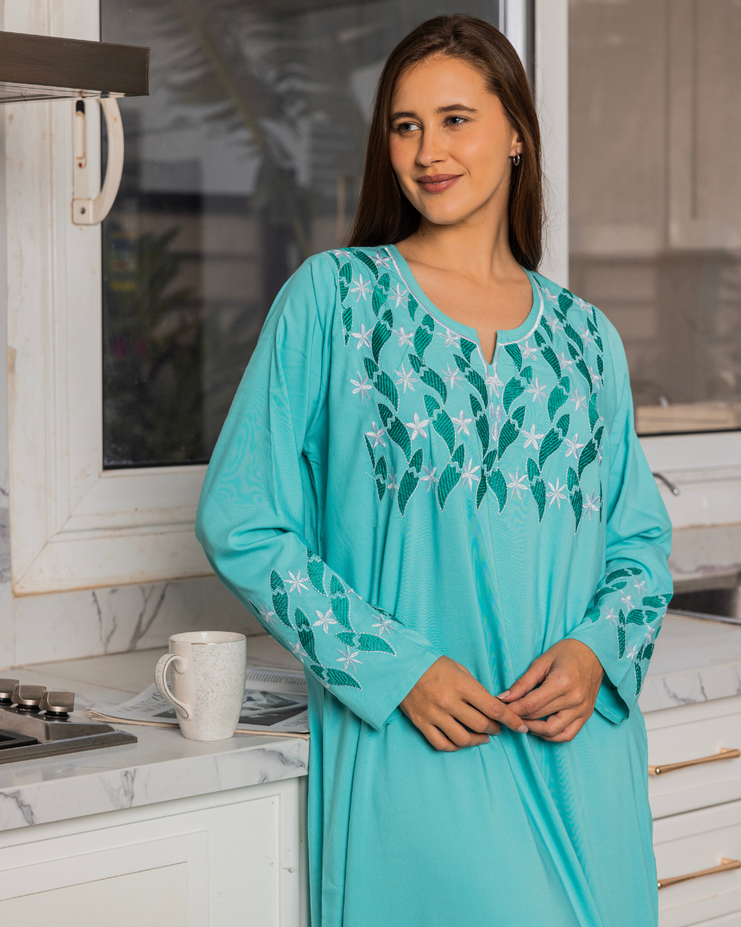 Plain Dacron Shirt with Embroidered Sleeves 7