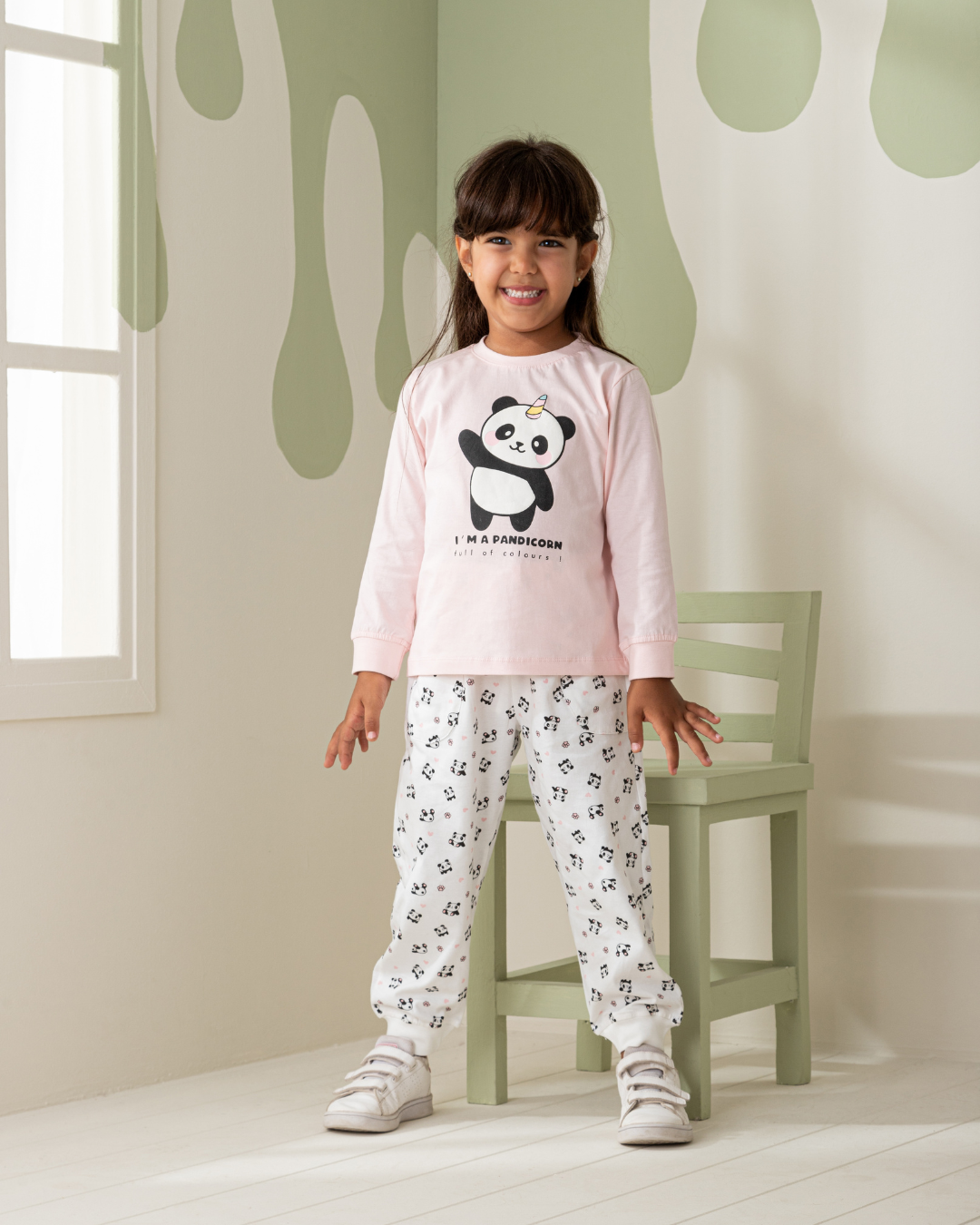 Pandicorn Girls' Long Sleeve Pajamas