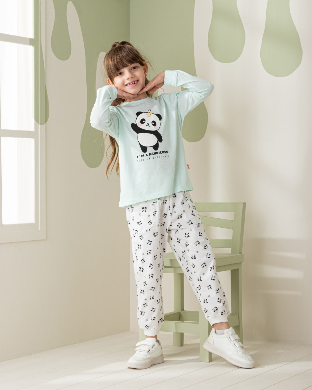 Pandicorn Girls' Long Sleeve Pajamas