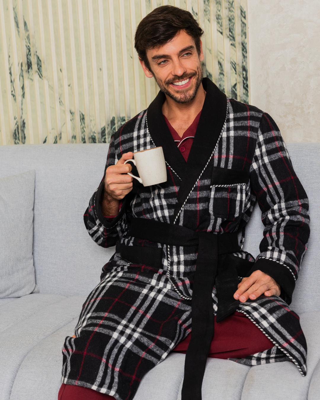 Men's checkered robe