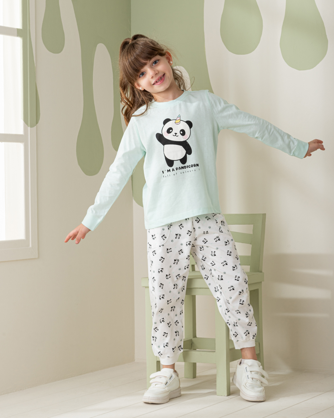 Pandicorn Girls' Long Sleeve Pajamas