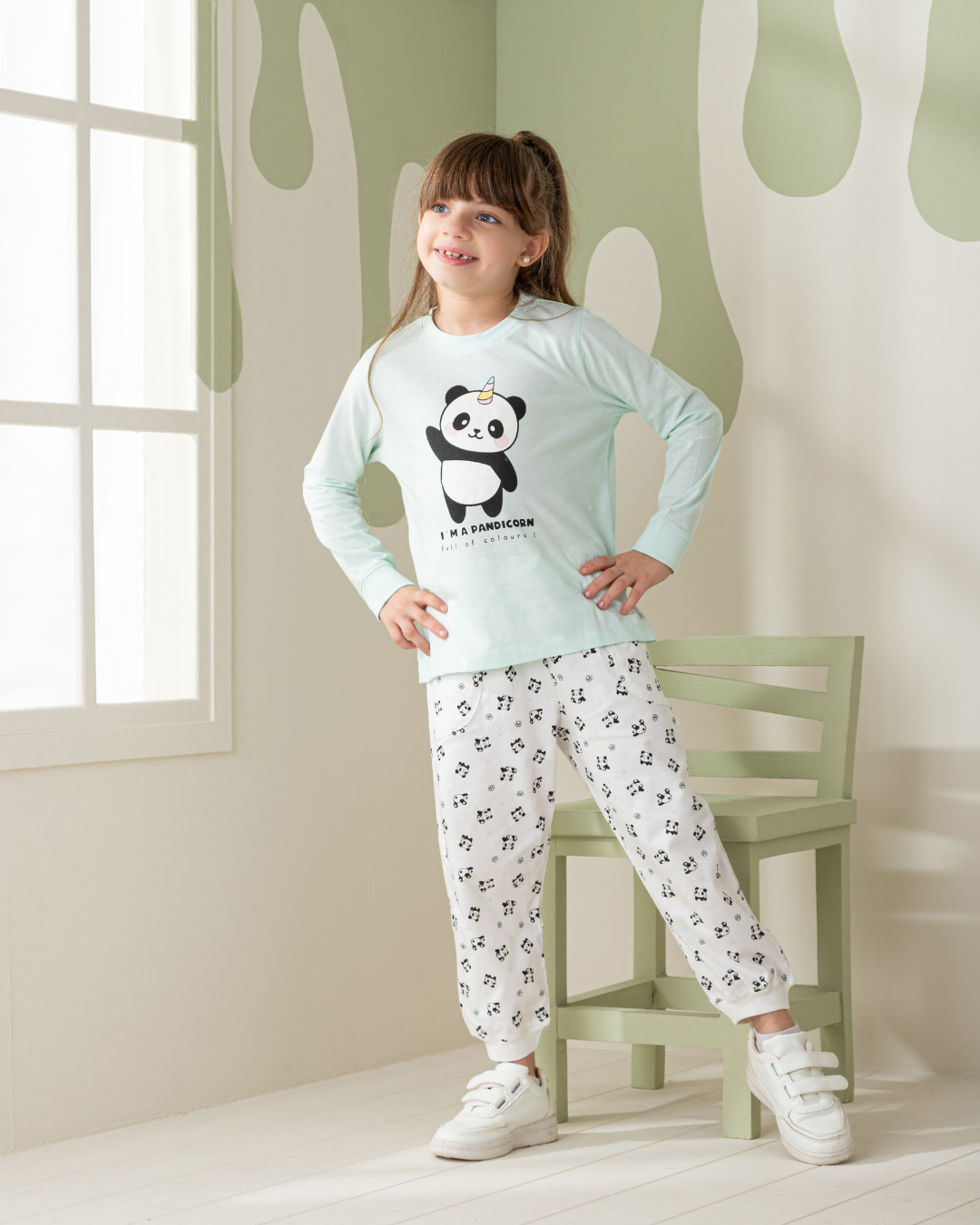 Pandicorn Girls' Long Sleeve Pajamas