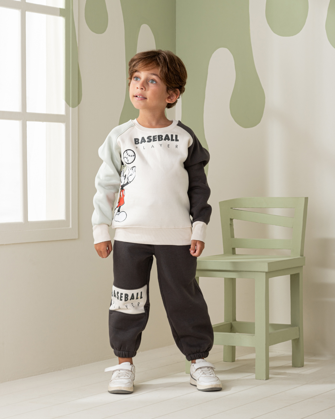 Baseball Player Boy Raglan Boys' Pajamas