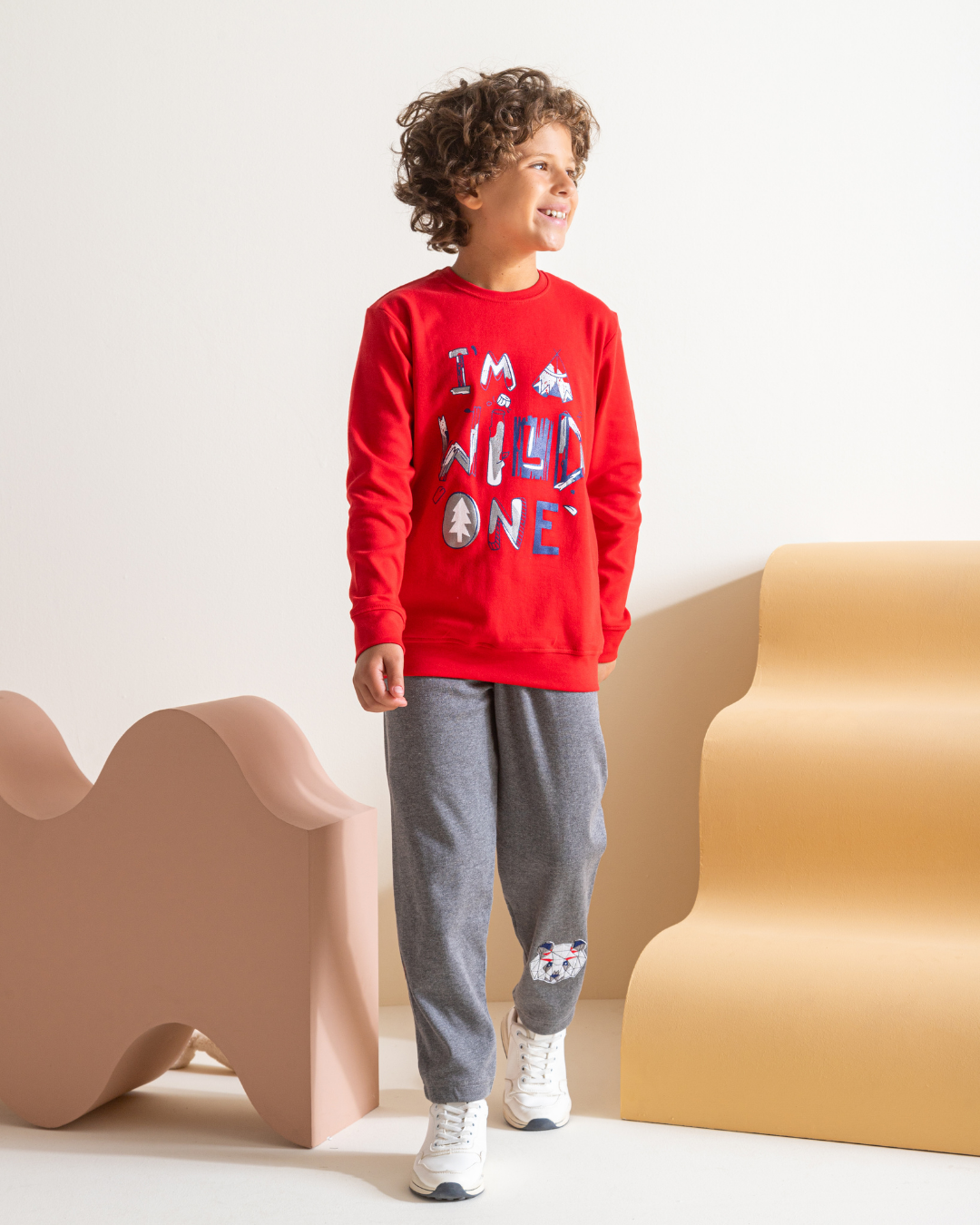 Wild boys' pajamas, interlock print set