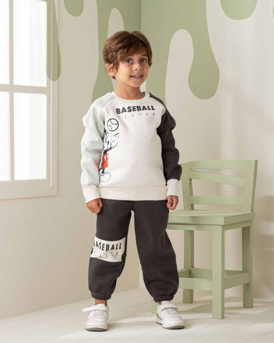 Baseball Player Boy Raglan Boys' Pajamas