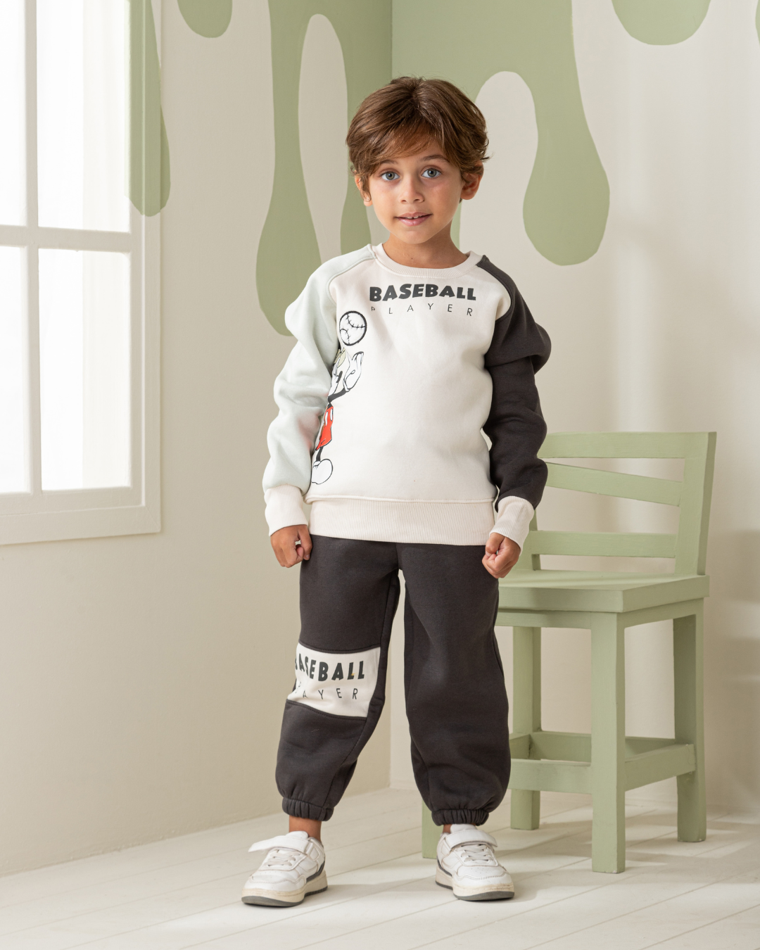 Baseball Player Boy Raglan Boys' Pajamas