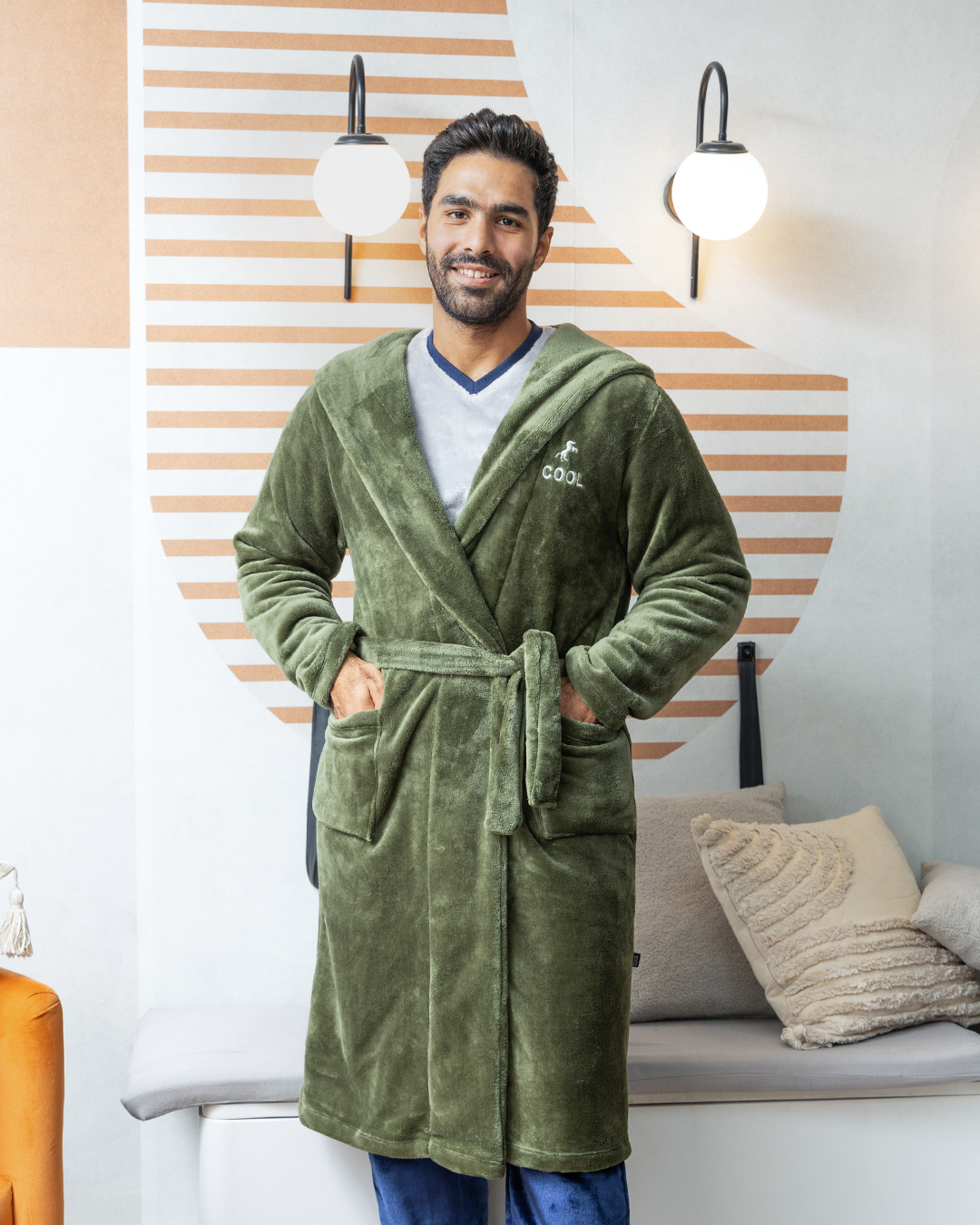 cool+ Men's Robe with Horse Embroidery