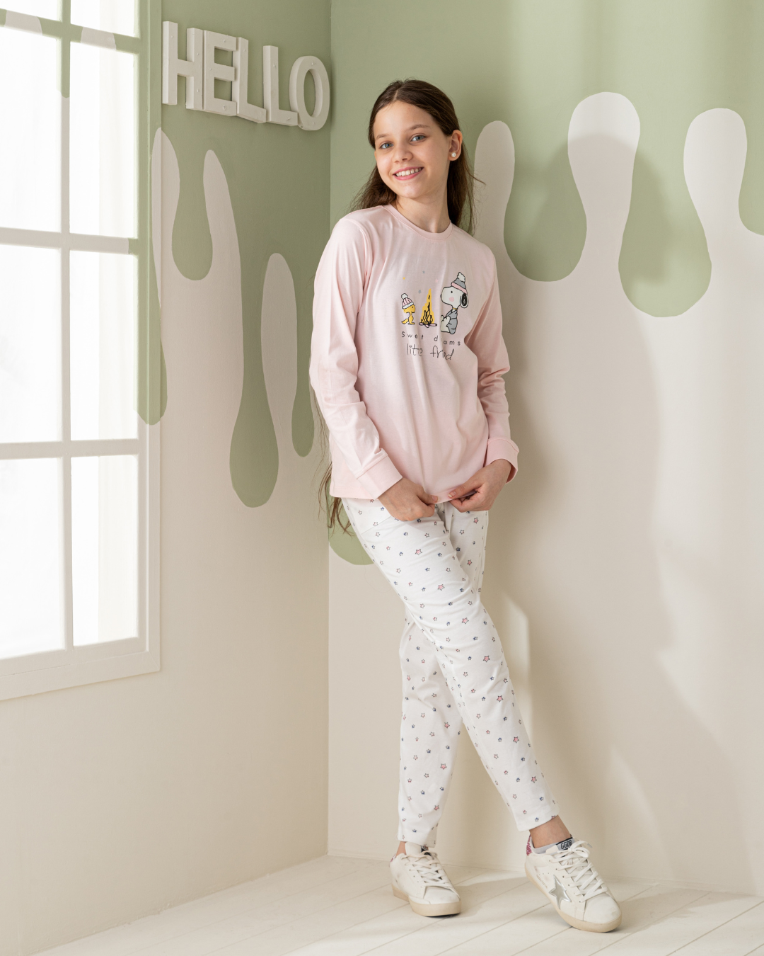 Sweet Dreams Snoopy Girls' Long Sleeve Pajamas