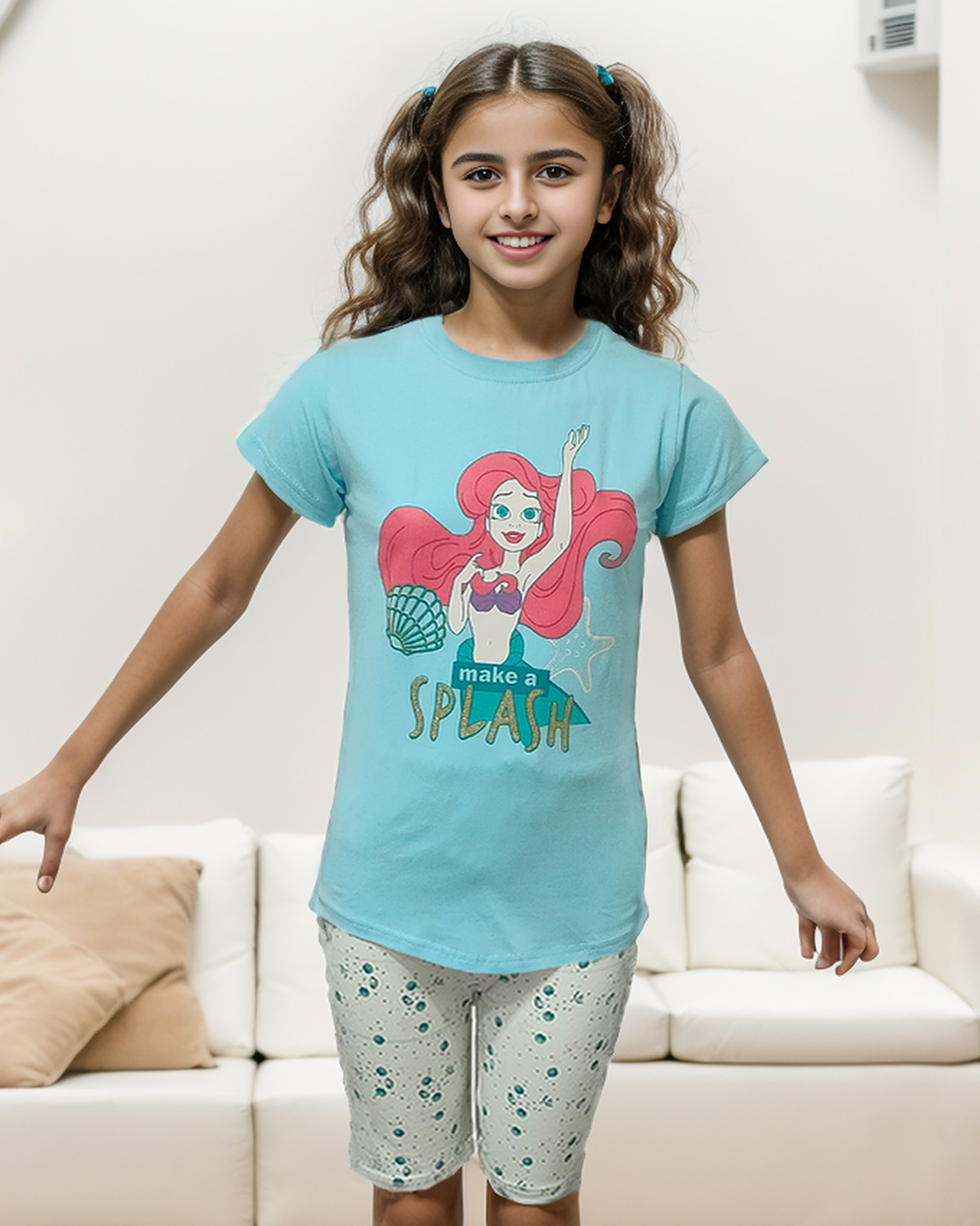 Make a splash Girls' half-sleeved pajamas and cotton shorts