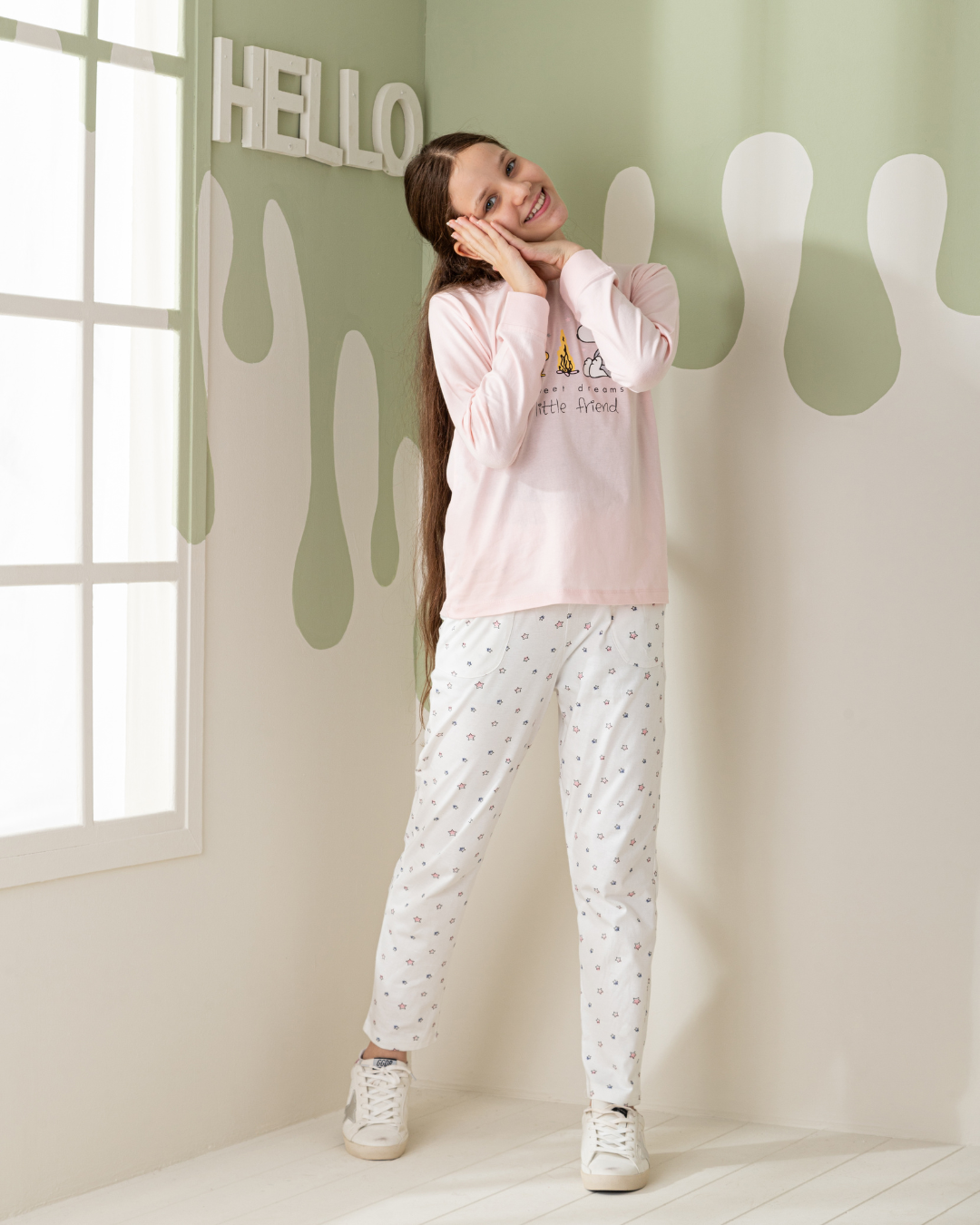 Sweet Dreams Snoopy Girls' Long Sleeve Pajamas