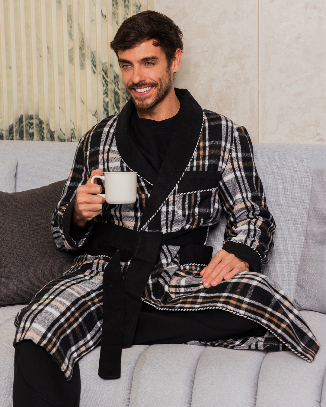 Men's checkered robe