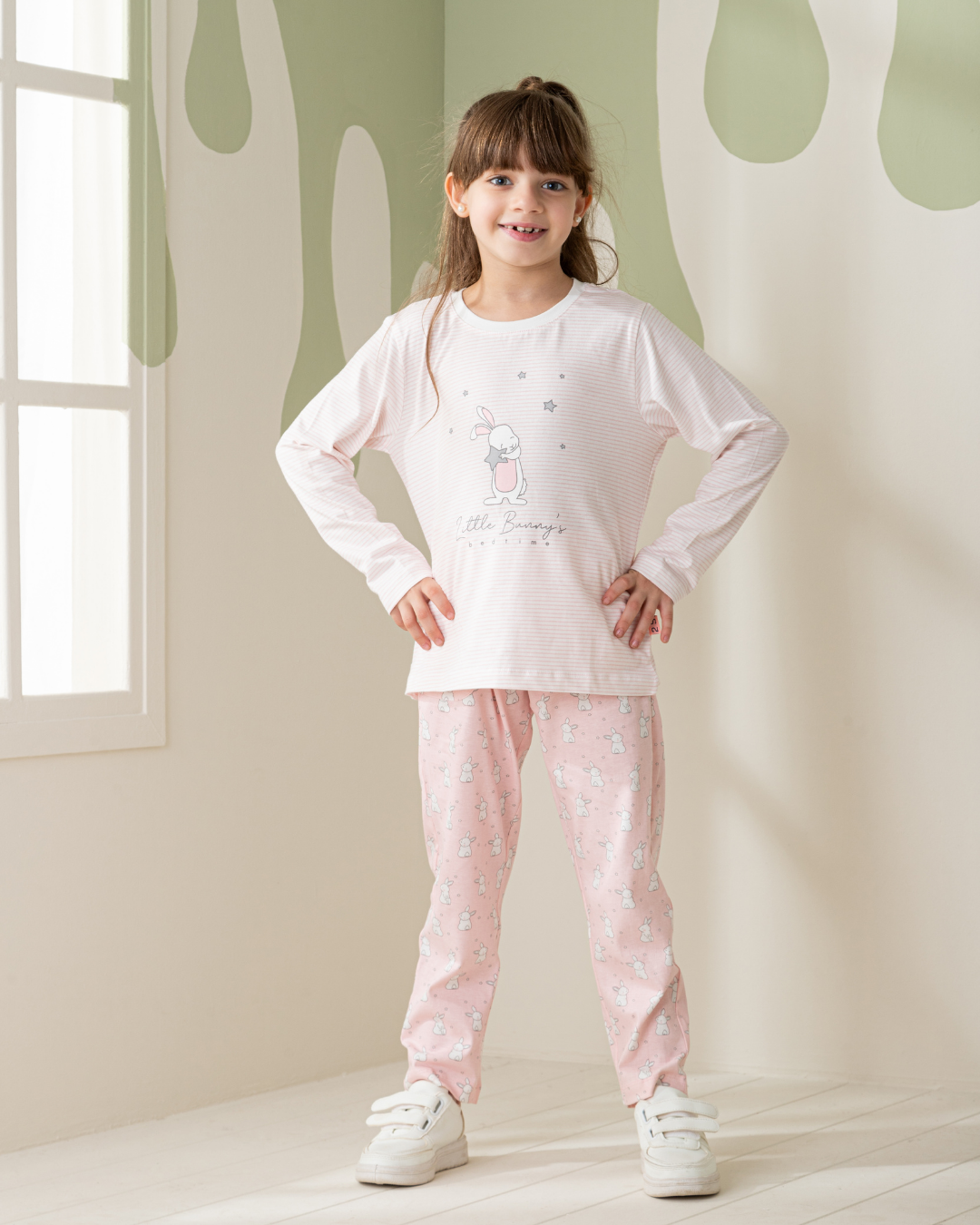 Bunnies girls long sleeve pajamas