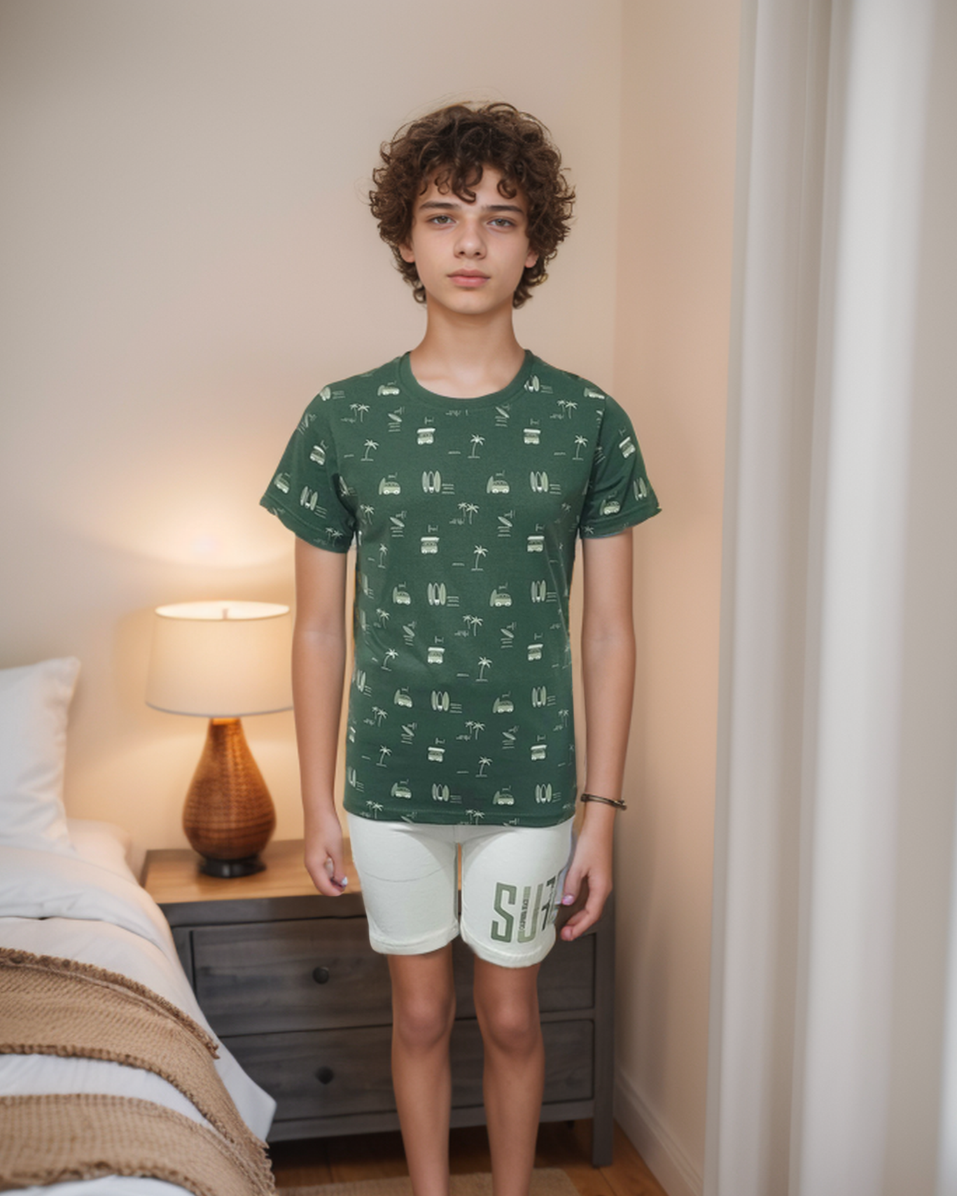 Surf club boys' half-sleeved pajamas and cotton shorts