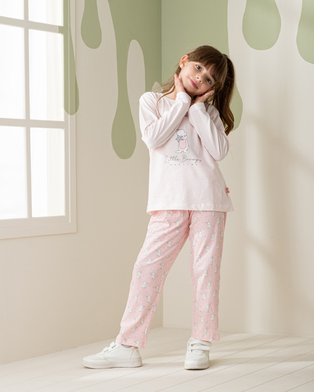 Bunnies girls long sleeve pajamas