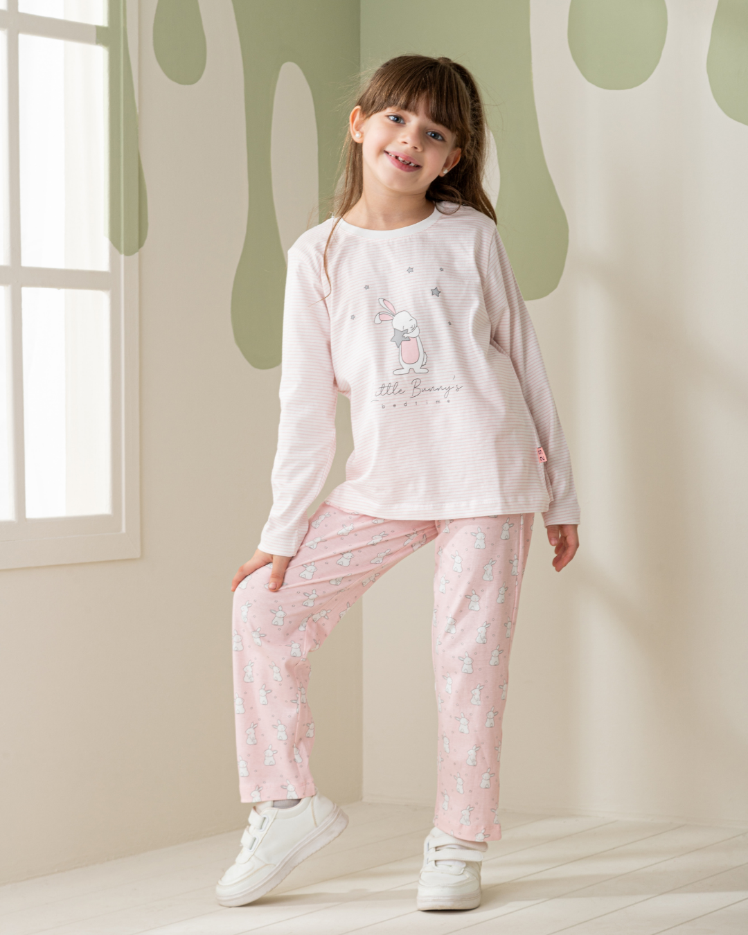 Bunnies girls long sleeve pajamas